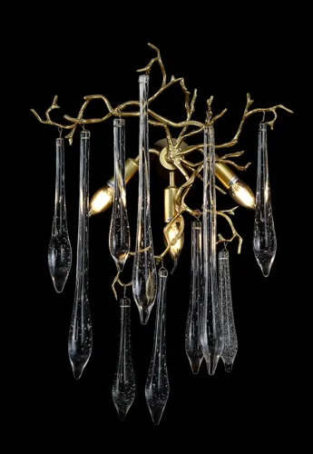 Бра REINA AP3 GOLD PEARL Crystal Lux прозрачный на 3 лампы, основание золотое в стиле арт-деко флористика  фото 4